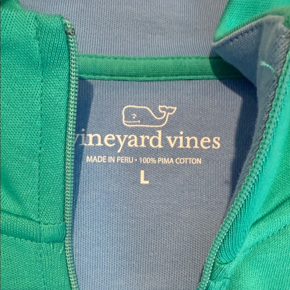 Vineyard Vines Teal Green Quarter-Zip Pullover - Picture 4 of 4
